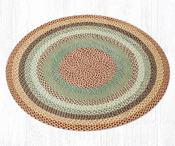 Capitol Earth Rugs Buttermilk/Cranberry Traditional Braided Jute Rug, 4' Round
