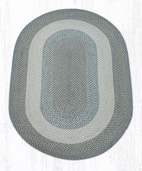 Capitol Earth Rugs Blue/Natural Traditional Braided Oval Rug, 5' x 8'