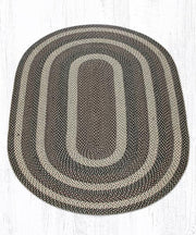 Capitol Earth Rugs Ebony/Ivory/Chocolate Traditional Braided Rug, Oval 5' x 8'