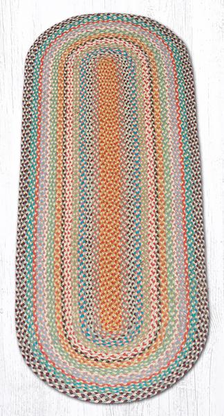 Capitol Earth Rugs Multi-Color Traditional Braided Rug, Oval 2' x 6'