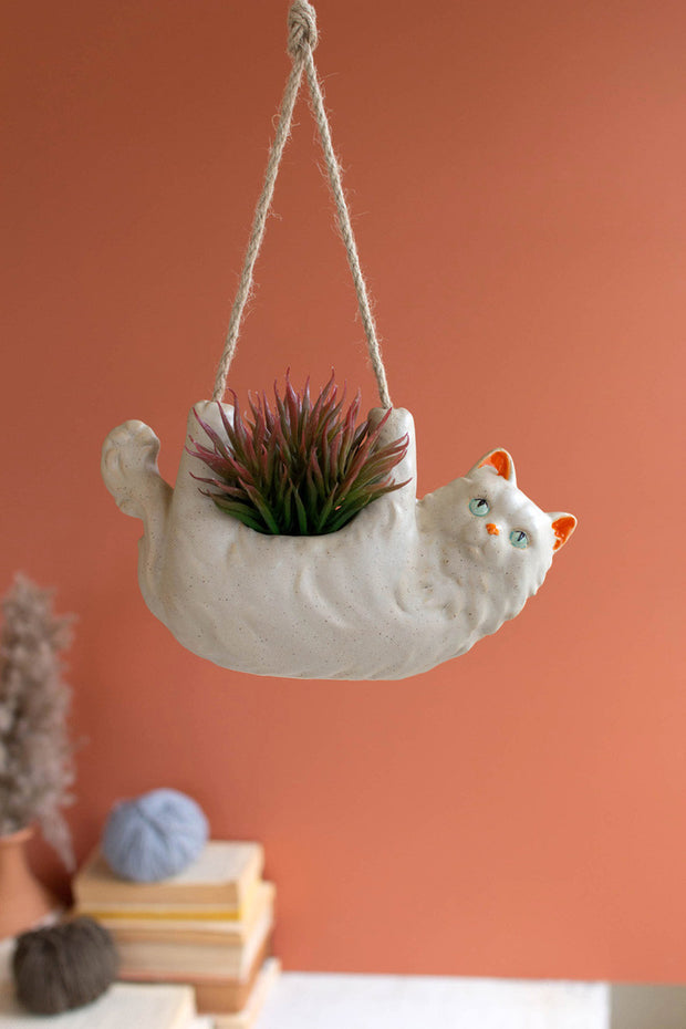 Ceramic Cat Hanging Planter