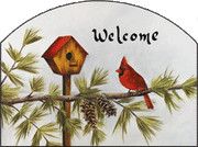 Cardinal with Pine cones Welcome Garden Sign, heritage gallery