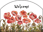 Coral Poppies Garden Slate Sign