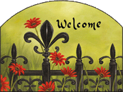 Fleur di Lis Flower Gate Garden Slate Sign