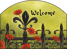 Fleur di Lis Flower Gate Garden Slate Sign