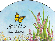 God Bless Our Home Butterfly Garden Slate Sign