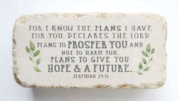 Jeremiah 29:11 Scripture Stone with Leaves