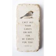 1 Peter 5:7 Scripture Stone with Watercolor Bird