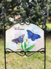 Heritage Gallery Blue Morpho Butterflies Garden Sign