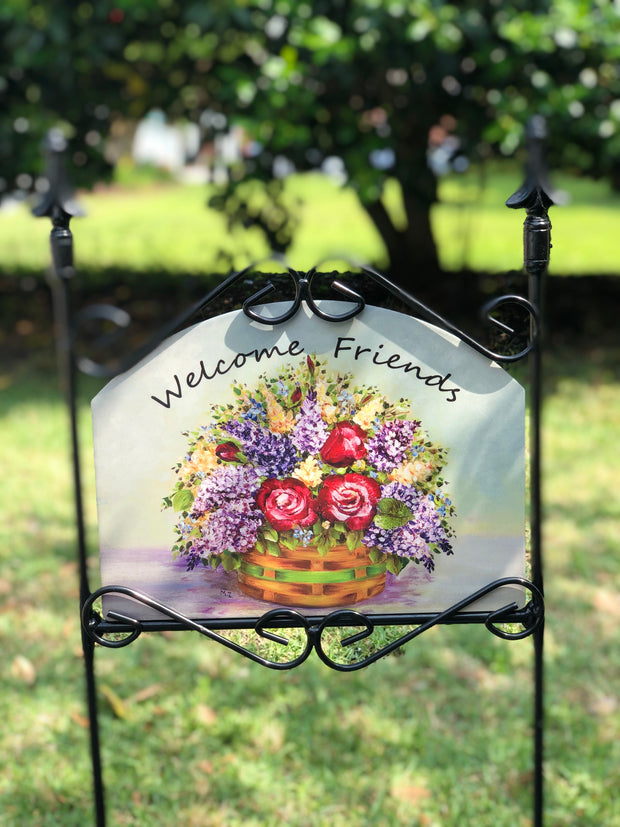 Heritage Gallery Spring Flowers Welcome Friends Garden Sign