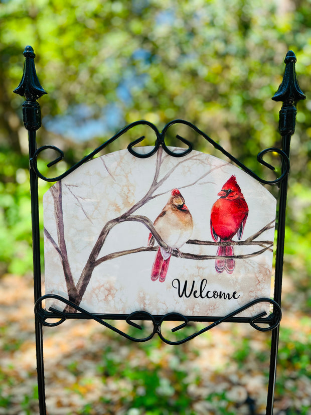 Cardinal Pair Garden Sign