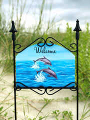 Heritage Gallery Two Dolphins Welcome Garden Sign