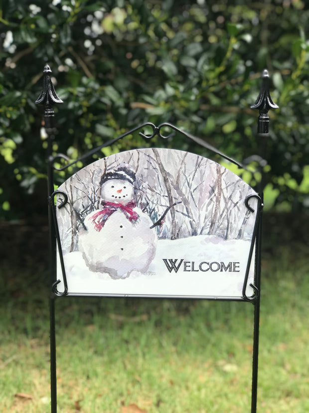 Snowman Woods Welcome Garden Sign
