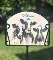 Triple Cows "Welcome" Garden Sign
