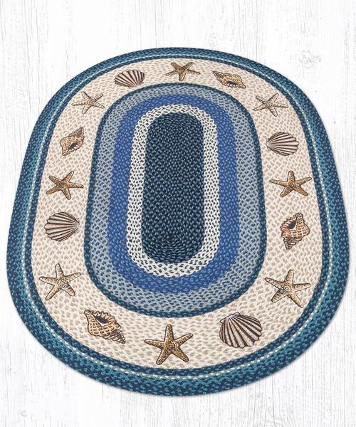 Capitol Earth Rugs Shells Printed Oval Patch Rug, 4' x 6' Oval