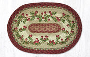 Capitol Earth Rugs Cranberries Printed Jute Placemat, 13" x 19" Oval