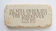 Twelve Stone Art Psalm 91:11 Scripture Stone, Half Block, 4" x 2"