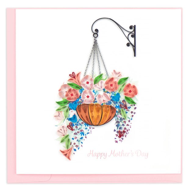 Mother's Day Hanging Flower Basket Greeting Card
