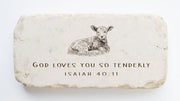 Isaiah 40:11 Scripture Stone with Lamb