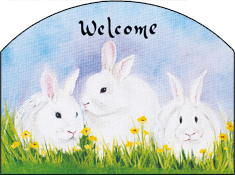 Triple White Rabbits Welcome Garden Sign, Easter, Heritage Gallery