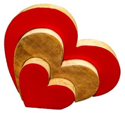 Decor Heart Wood/Red-L