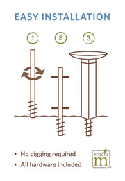 Birds and Bees Bird Bath Art Pole