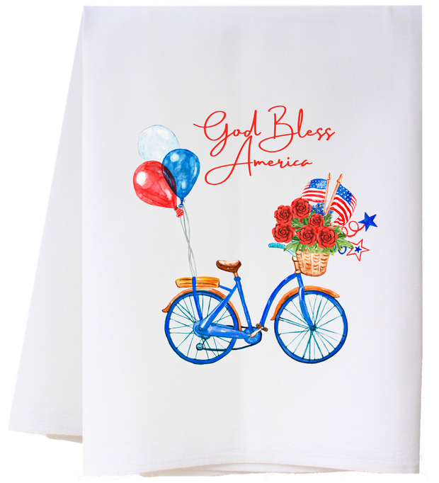 Patriotic Bike Flour Sack Towel