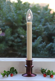 LED Window Candle with Bronze Hugging Base, Set/2