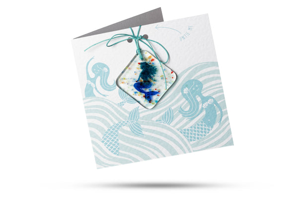 Mermaid - Greeting Card With Fused Glass Gift