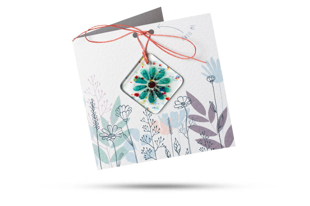 Flower - Greeting Card With Fused Glass Gift