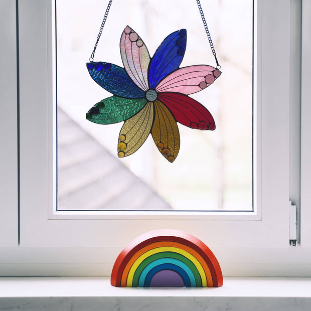 Rosie Retro Rainbow Flower Stained Glass