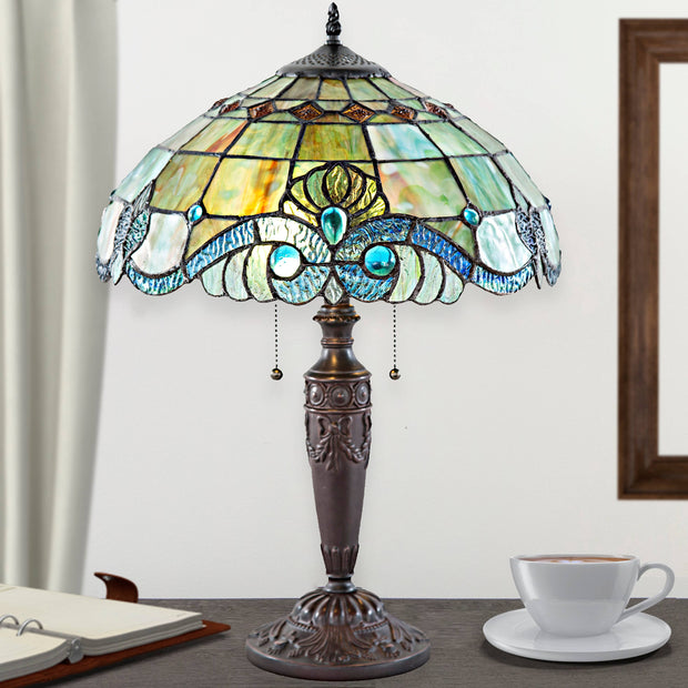 20"H Jasmine Blue Stained Glass Table Lamp
