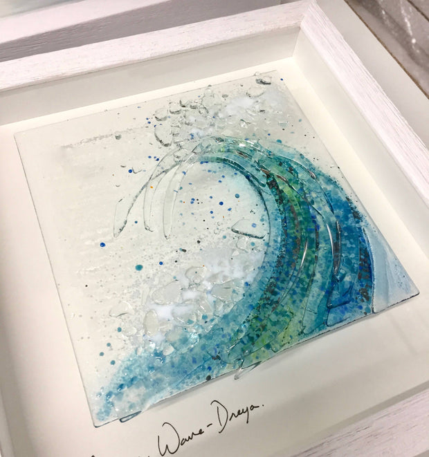 Framed Fused Glass Small Breaking Wave Wall Art