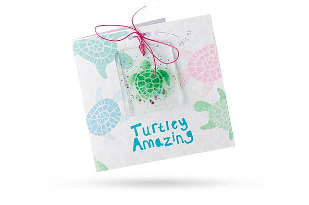 Turtley Amazing (Colourful) - Greeting Card With Fused Glass