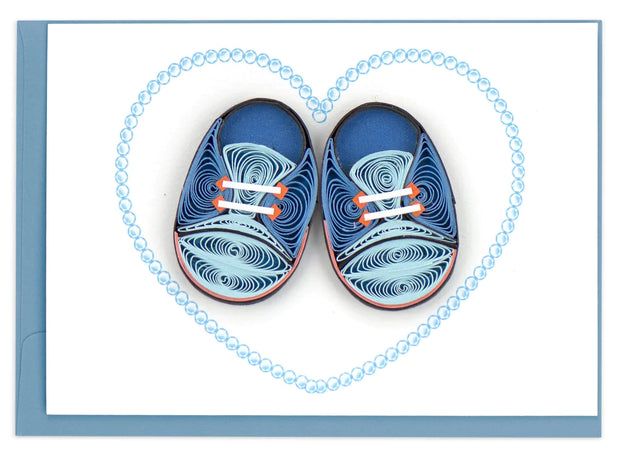 Blue Baby Booties Gift Enclosure Card