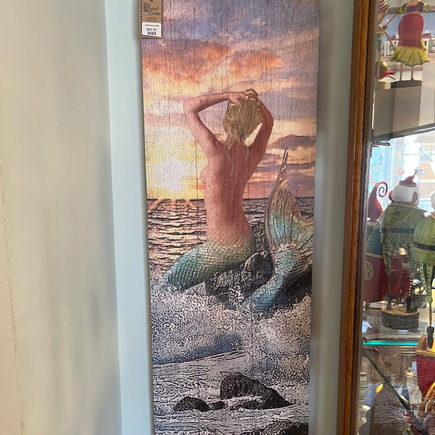 Mermaid Sunrise Wooden Sign med
