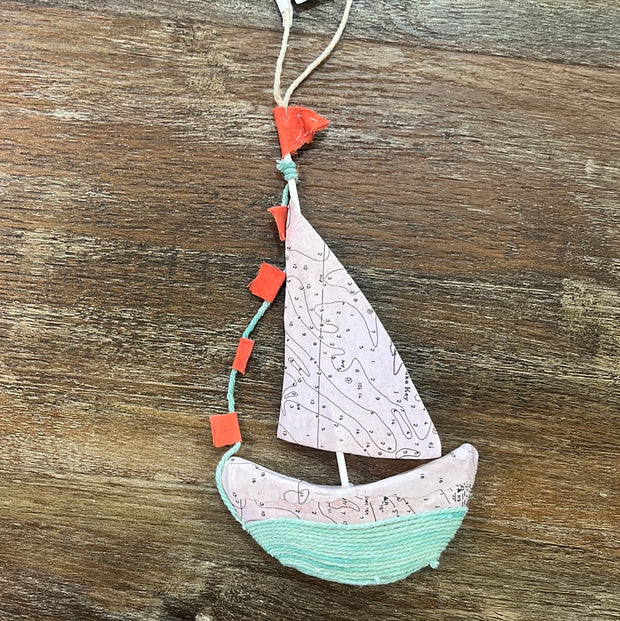 Paper Mache Boat Ornament