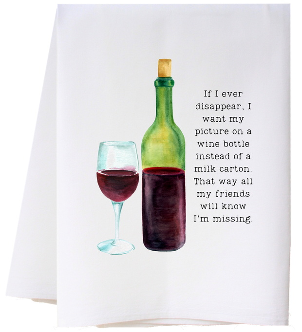 Picture on a Wine Bottle Flour Sack Towel